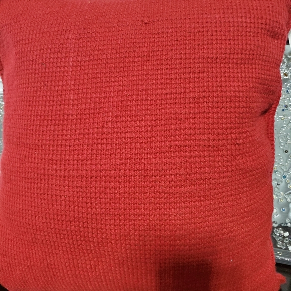 "The Queen". Hand- Crafted Crocheted Pillow with burgundy background. - Picture 3 of 4